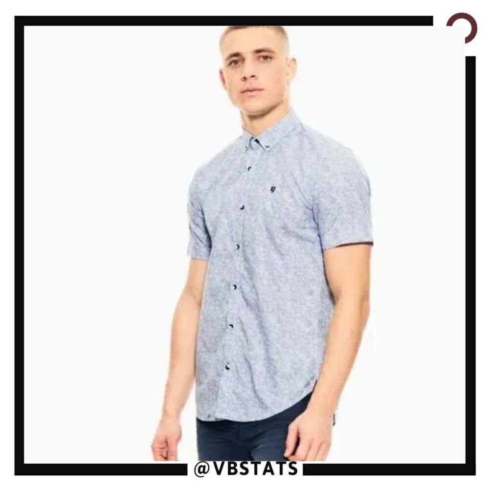 Garcia White Shirt With Allover Blue Circle Pattern Print in‎ Small NWT